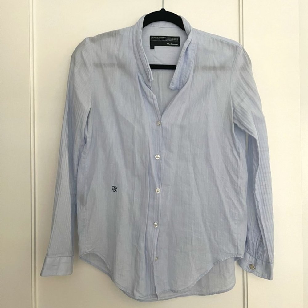 The Kooples Cotton Baby Blue Botton Down Blouse (Size S)